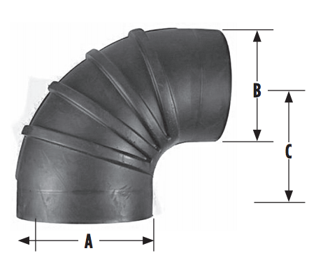 7” x 6” Air Intake Rubber 90° Reducer Elbow