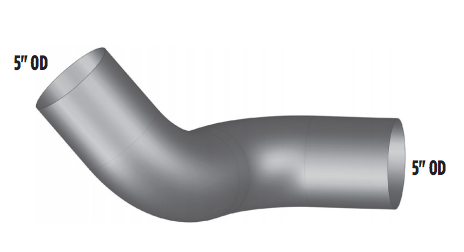 5” OD Aluminized Passenger Side Inlet Plain Pipe fits Peterbilt 377