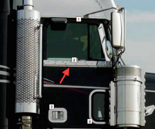 Window Trims (For Door Mounted Mirros) fits Freightliner Classic/FLD Under