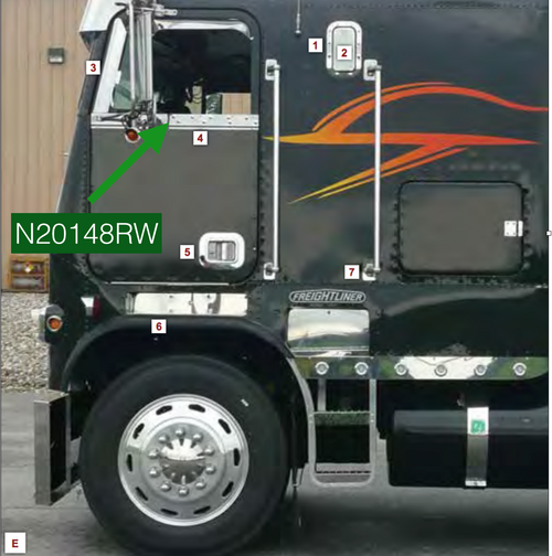 Window Trims (For Cab Mounted Mirros, Pair fits Freightliner Classic/Fld, Cabover Under