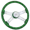 Skulls 18" Printed Wood Rim, Chrome 4-Spoke w/ Slot Cut Outs, Matching Bezel, Chrome Horn Button