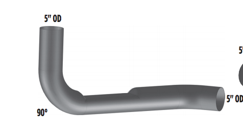 Premium 5" 2-Bend Elbow With Flat Area fits International Aluminized