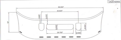 18” Chrome Bumper (Mack Vision CXN613 2005 & Newer) Wrap Around, W/ Bolt Holes, Tow & 8 Hidden Light Holes, 7 Gauge
