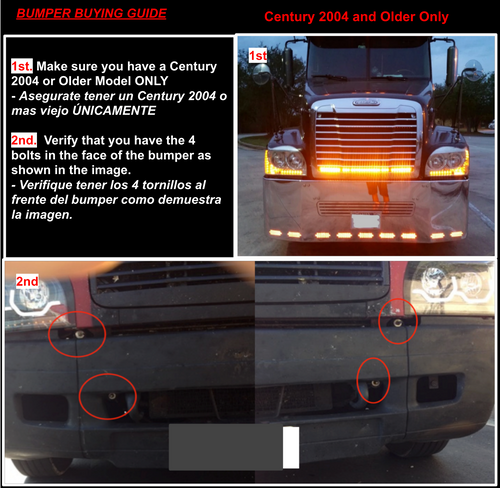 18” Chrome Bumper (FL Century 1996-2004) W/ Aero, Mounting Holes, Fog & Large Center Tow Holes