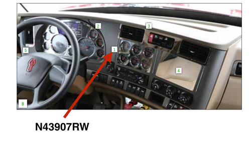 Six Gauge Cluster Above Radio Trim fits Kenworth T680 / T880