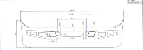 16” Chrome Bumper (International 4700) Wrap Around, W/ Tow & Mounting Holes