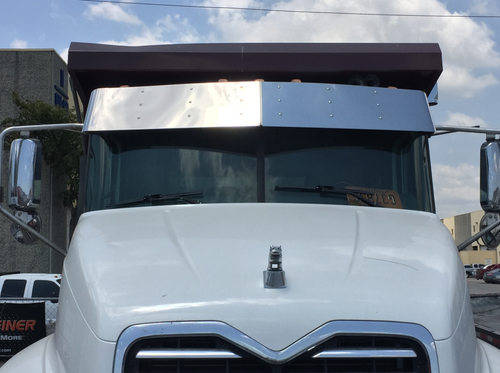 Exterior: Sunvisor for Mack CH/CX/CL/CT/Granite/Vision w/o Roof Fairing - Stainless Steel Exterior: Sunvisor for Mack CH/CX/CL/CT/Granite/Vision w/o Roof Fairing - Stainless Steel