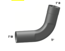 Premium 5" Peterbilt 75 Degree Aluminized Exhaust Elbow