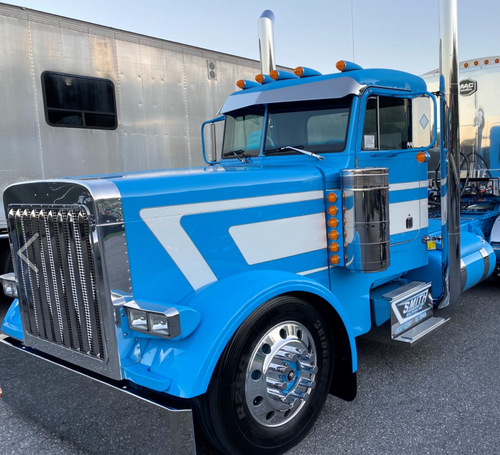 10.5"- 6" Visor Fits Peterbilt Serie 300 Flat Top and Ultra Cab Bowtie Post Mount Large Radius