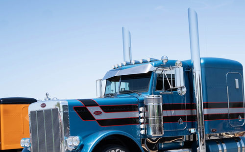 10.5"- 6" Visor Fits Peterbilt Serie 300 Flat Top and Ultra Cab Bowtie Post Mount Large Radius