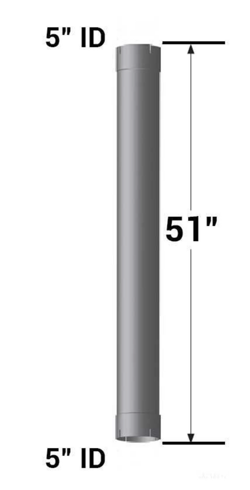 Muffler Eliminator Pipe 51” Aluminized  With Aluminized Finish ID/ID