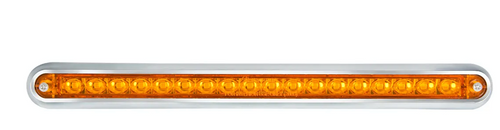 12″ Surface Mount Pearl Marker & Turn LED Light Bar Amber/Clear with Chrome Plastic Base