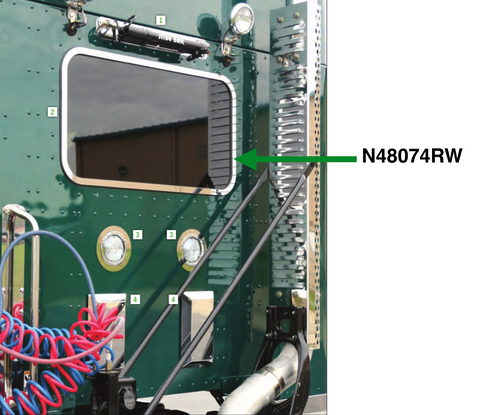 Rear 38" X 20" Window Trim Fits Kenworth W990/T680/T880