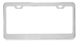 Plain 2-Hole License Plate Frame with Thick Bottom Polished #430 Stainless Steel