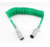 15' 7 Way Green Abs Coiled  Electrical Cable 12Lead