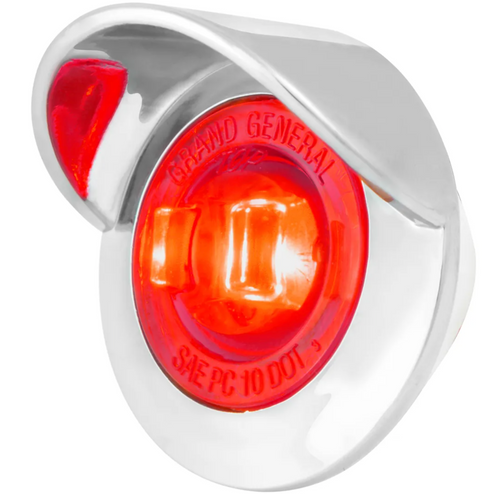 1" Dia. Mini Push/Screw-in Wide Angle LED Marker Light w/ Chrome Bezel & Visor Red-Red
