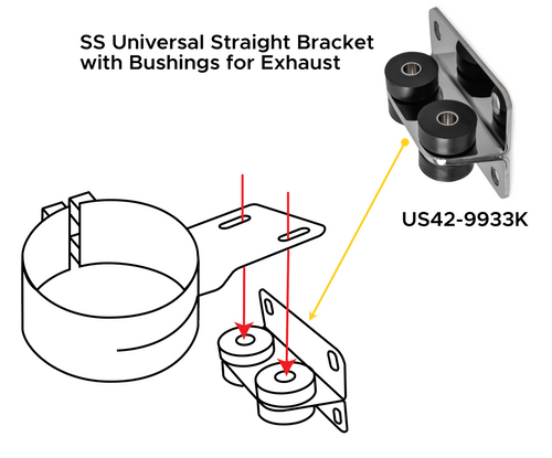 Universal Stainless Steel Straight Bracket for Exhaust & Bushings Included