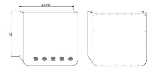 20" Rear Light Panel Chrome with 5 4" Light - 5 lines cutout Holes (3/16" Thick Bumper Gauge)