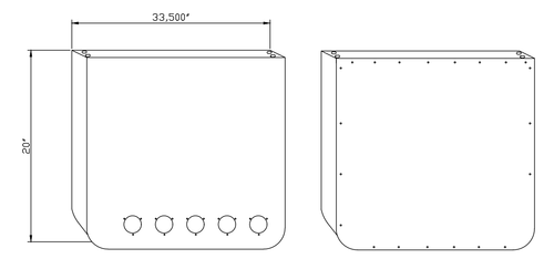 20" Rear light panel Chrome with 5 x 4" Light Hole (3/16" Thick Bumper Gauge) NO LIGHTS INCLUDED
