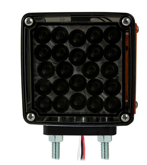 Amber/Smoke Red/Smoke Passenger Side Square Double Face High Power Pearl LED Pedestal Light in Smoke Lens