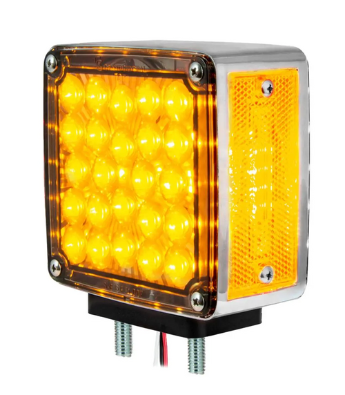 Amber/Smoke Red/Smoke Passenger Side Square Double Face High Power Pearl LED Pedestal Light in Smoke Lens
