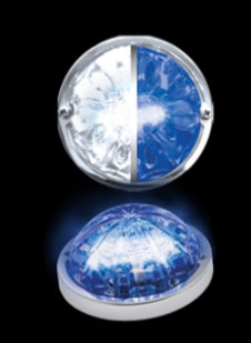 3.5" Low Profile Watermelon Hero LED Marker Light - White and Blue Light / Clear Lens