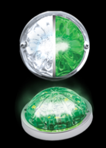 3.5" Low Profile Watermelon Hero LED Marker Light - White and Green Light/Clear Lens