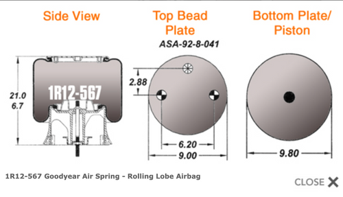 Goodyear Air Spring Rolling Lobe Airbag