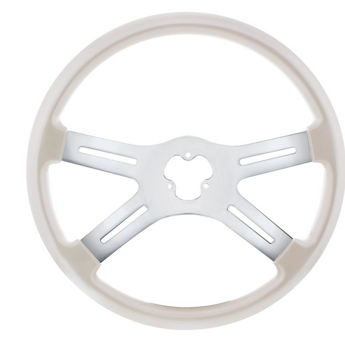 18" Vibrant Color 4 Spoke Steering Wheel - Pearl White