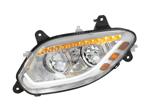Chrome 86 LED Headlight For 2018-2024 International Prostar LT- Driver
