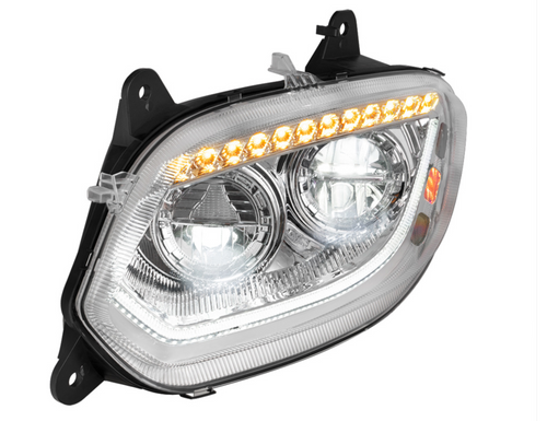 Chrome 86 LED Headlight For 2018-2024 International Prostar LT- Driver