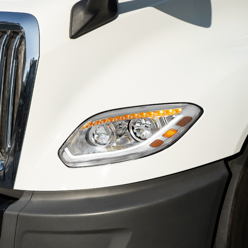 Chrome 86 LED Headlight For 2018-2024 International Prostar LT- Driver