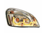 Chrome Projection Headlight W/Dual Function Amber LED Position Lights For 2008-17 FL Cascadia - Passenger