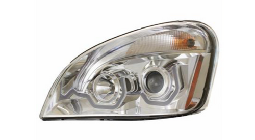 Chrome Projection Headlight W/Dual Function Amber LED Position Lights For 2008-17 FL Cascadia - Driver