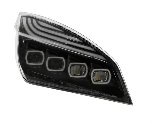 Black Quad-LED Headlight With LED DRL & Seq. Signal For 2018-2024 Freightliner Cascadia - Passenger