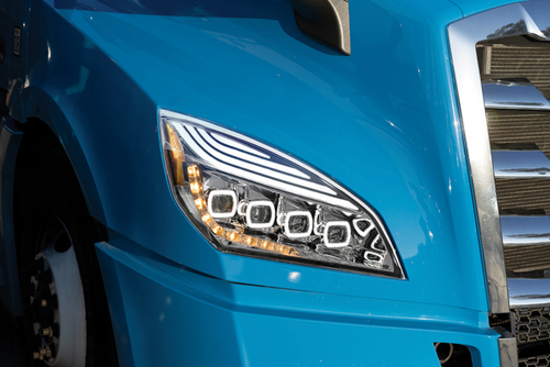 Chrome Quad-LED Headlight With LED DRL & Seq. Signal For 2018-2024 Freightliner Cascadia - Passenger