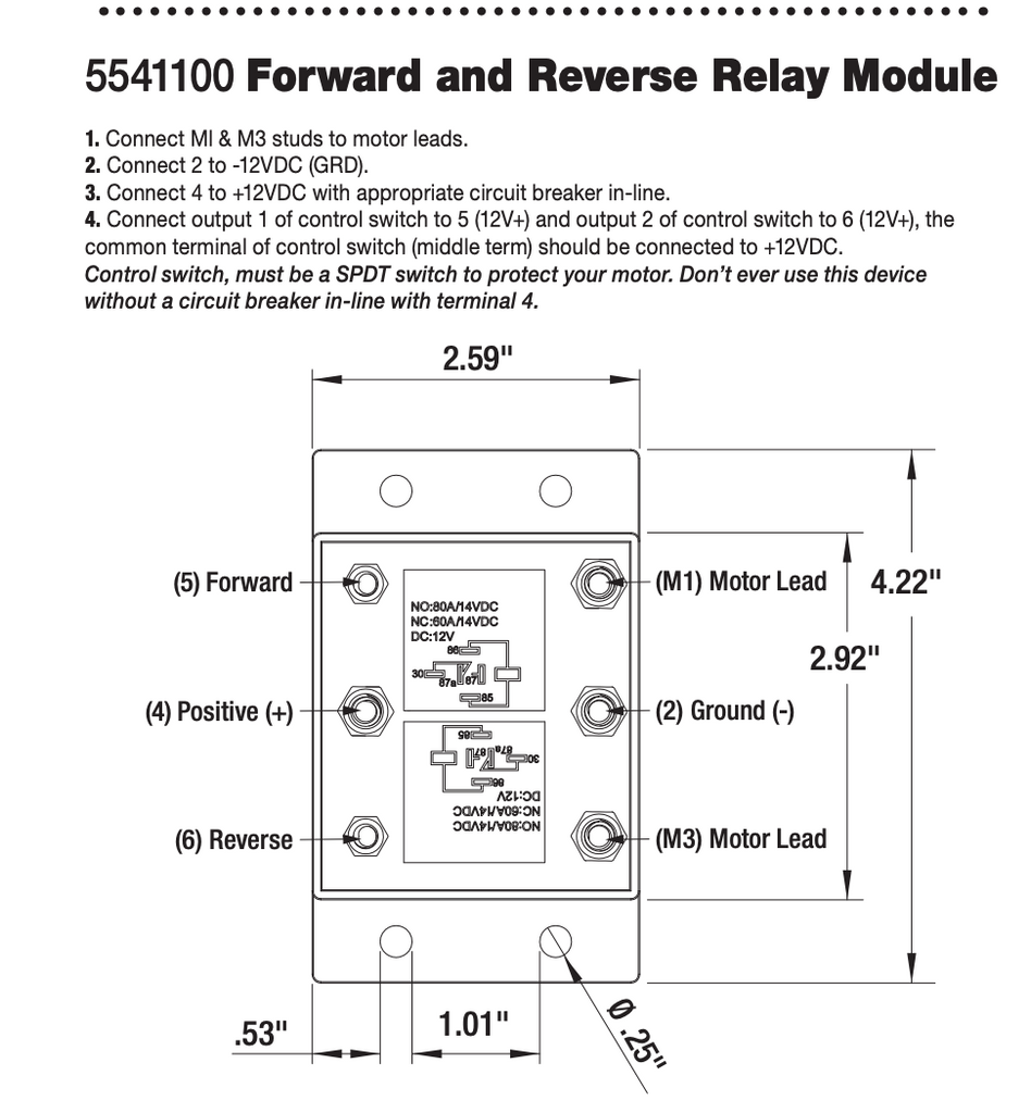 Forward And Reverse Relay Module Tarp motor