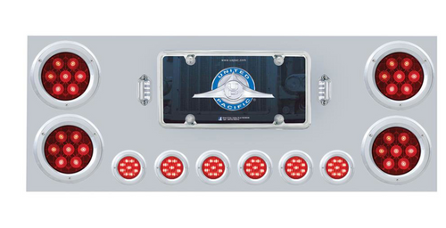 Red Clear SS Rear Center Panel W/Four 7 LED 4" Light & Six 7 LED 2" Light & Bezels - Competition Series