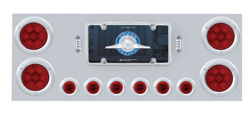 Red Clear SS Rear Center Panel W/Four 7 LED 4" Light & Six 7 LED 2" Light & Bezels - Competition Series