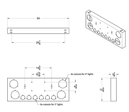 Red Clear SS Rear Center Panel W/Four 7 LED 4" Light & Six 7 LED 2" Light & Bezels - Competition Series