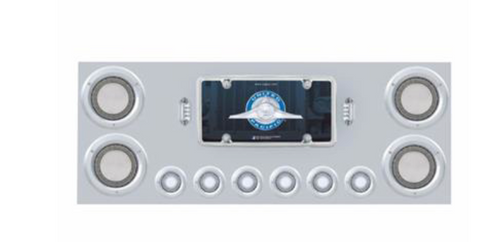 S.S Rear Center Panel w/23 LED 4" & 9 LED 2" Mirage Light & Bezel - Red LED/Clear Lens