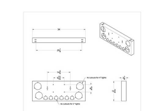 S.S Rear Center Panel w/23 LED 4" & 9 LED 2" Mirage Light & Bezel - Red LED/Clear Lens
