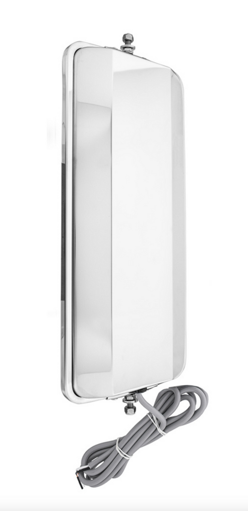 7" X 16" 430 Stainless Steel West Coast Style Mirror With Convex Lower Mirror - Heated