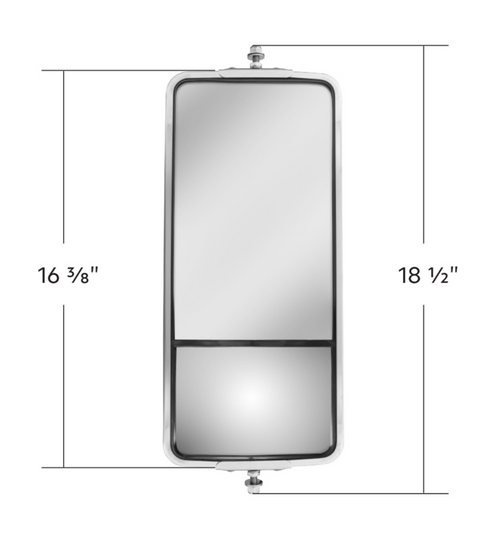 7" X 16" 430 Stainless Steel West Coast Style Mirror With Convex Lower Mirror - Heated