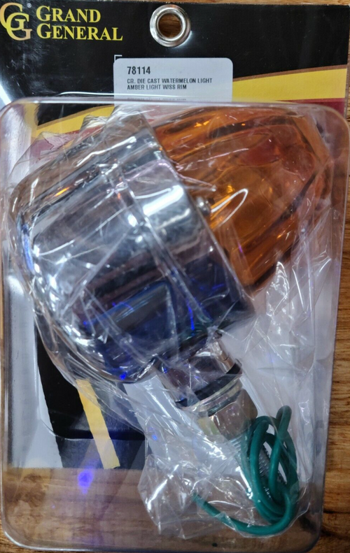 #1156 Watermelon Light Amber Single Face Chrome Die Cast Auxiliary Light with Glass Lens