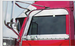 Top Of Door Trim 8.5˝  To match 2005 & Newer Post Mount Visors Stainless Steel 304 fits Peterbilt