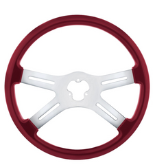 18" Vibrant Color 4 Spoke Steering Wheel - Candy Red