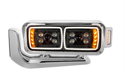 10 High Power LED "Blackout" Projection Headlight Assembly W/Mounting Arm & Turn Signal Side Pod - Driver Side PETERBILT