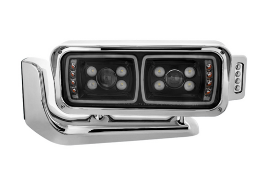 10 High Power LED "Blackout" Projection Headlight Assembly W/Mounting Arm & Turn Signal Side Pod - Driver Side PETERBILT