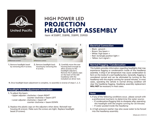 10 High Power LED "Blackout" Projection Headlight Assembly W/Mounting Arm & Turn Signal Side Pod - Driver Side PETERBILT